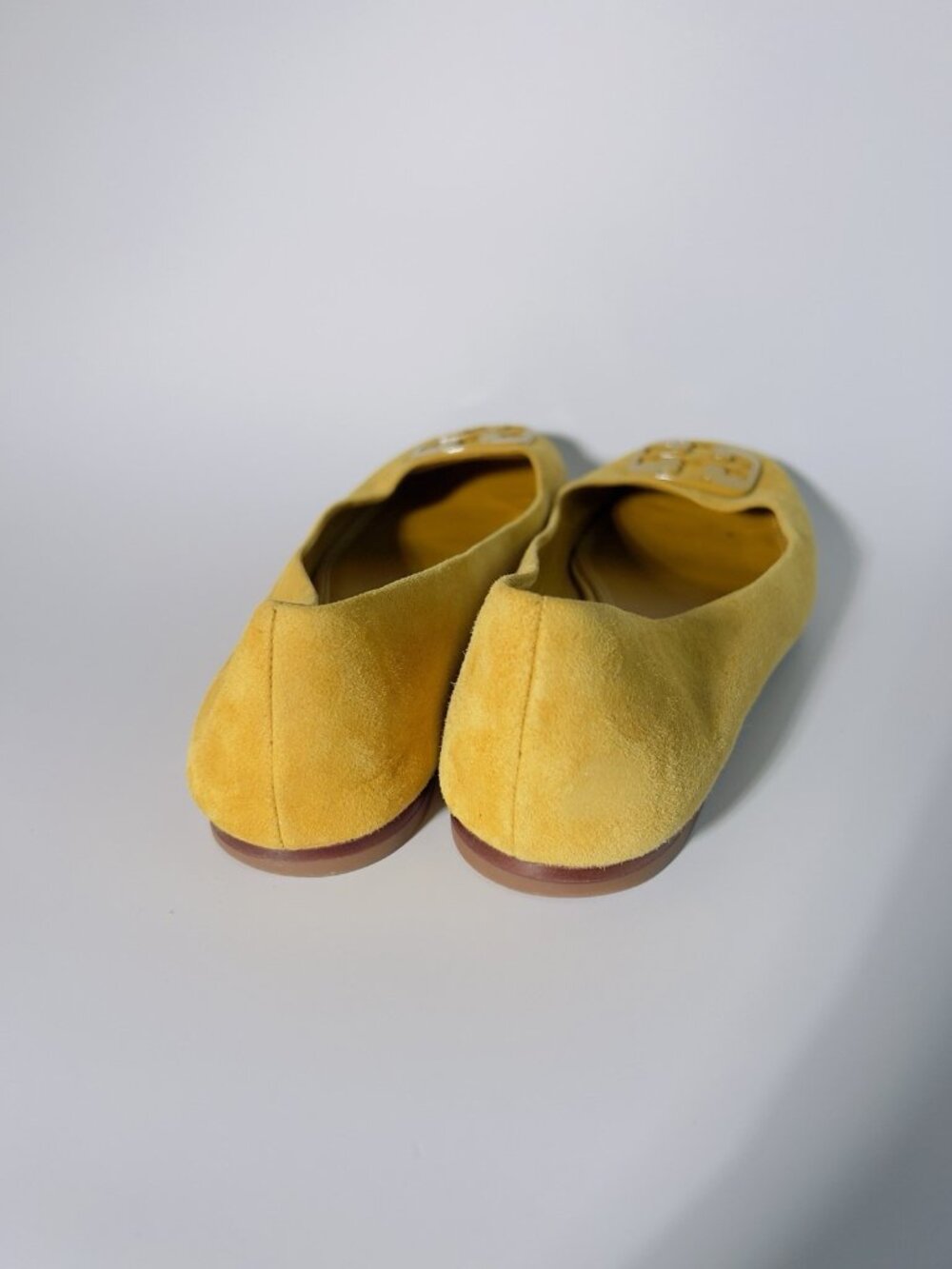 Tory Burch Georgina Suede Ballet Flats Yellow Mustard Size 6.5 M - Picture 10 of 12
